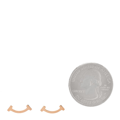 Tiffany 18K Rose Gold T Smile Stud Earrings 2 of 5