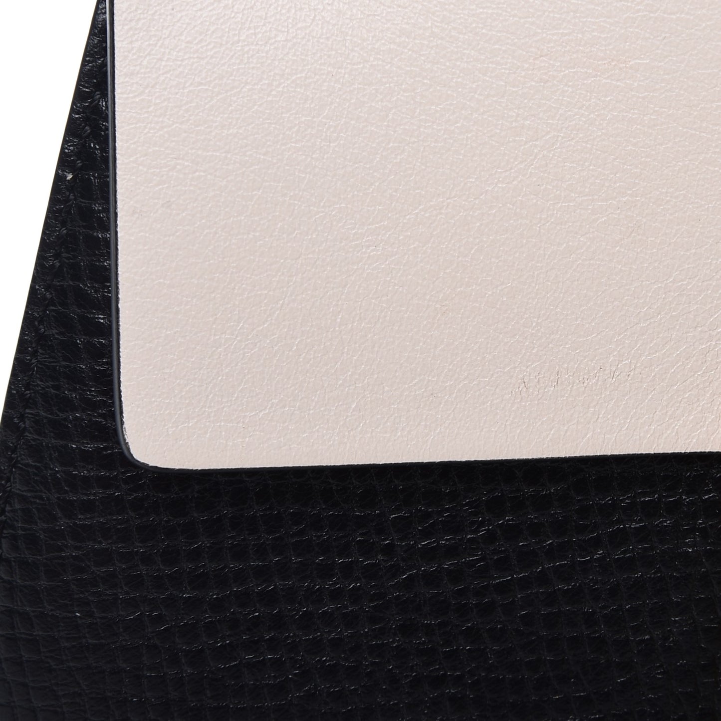 Grained Calfskin Lambskin Mini Bi-Color Drew Shoulder Bag Black Powder Beige