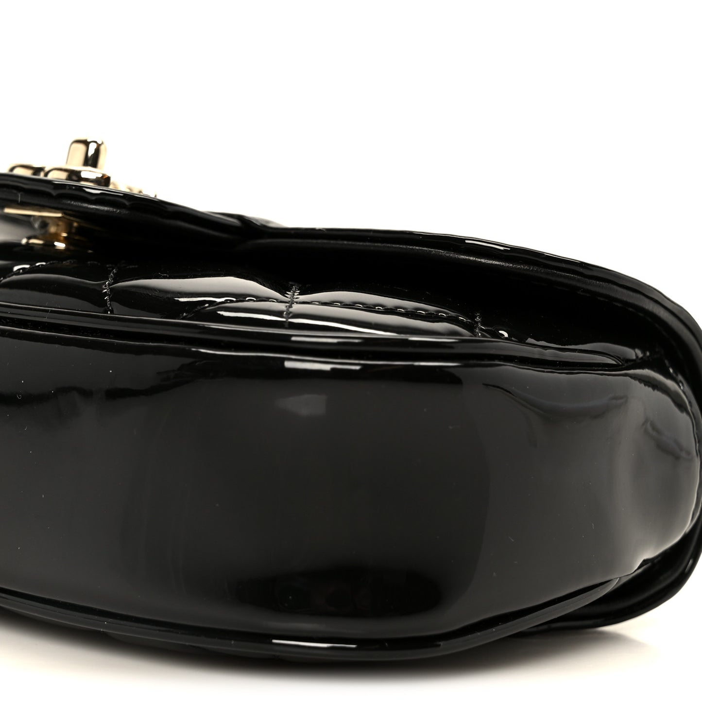 Patent Calfskin Quilted Mini Flap Black