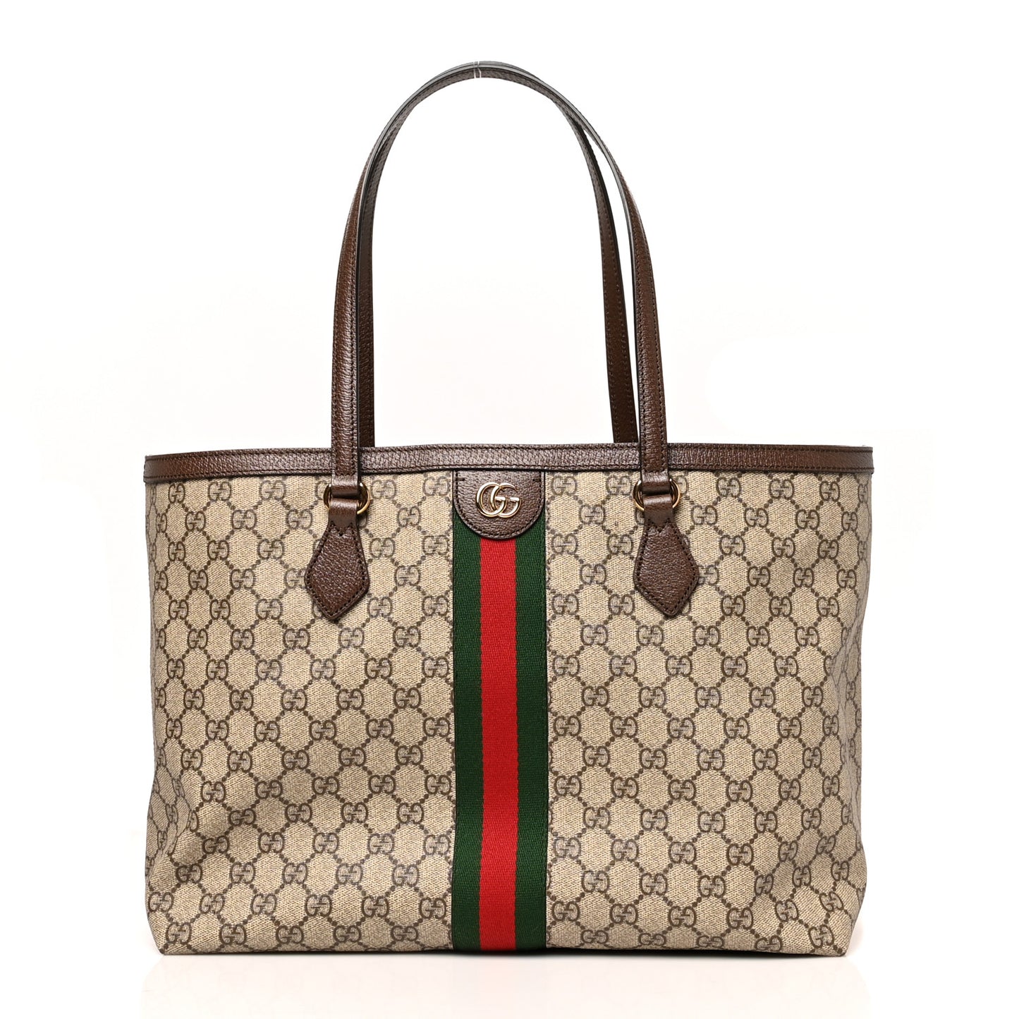 GG Supreme Monogram Medium Ophidia Shopping Tote Brown