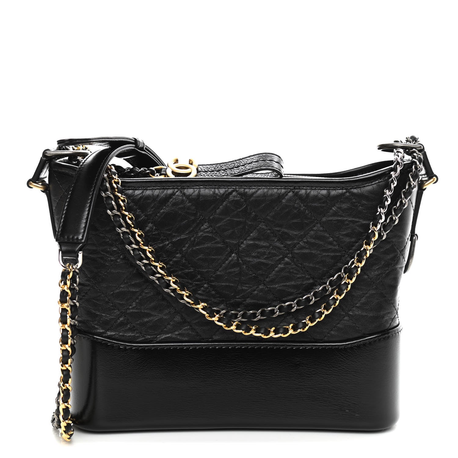 Chanel Aged Calfskin Quilted Medium Gabrielle Hobo Black 1 of 9