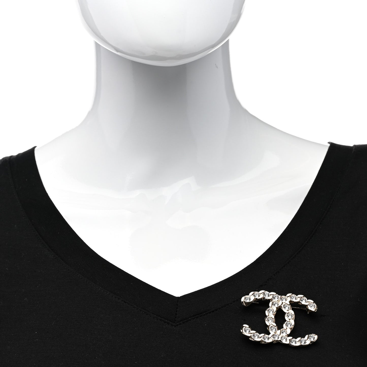 Crystal Pearls Coronation CC Brooch Gold