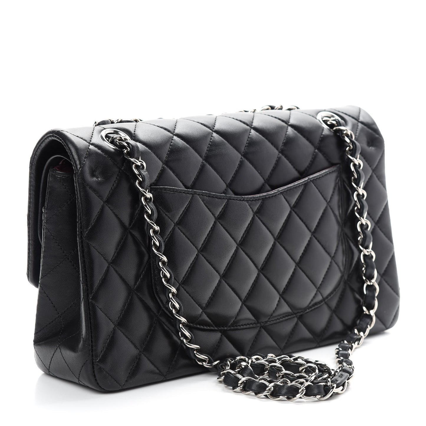 Lambskin Quilted Medium Double Flap Black