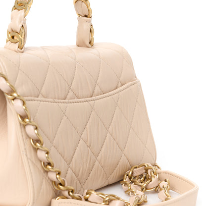 Chanel Crumpled Lambskin Quilted Mini CC Links Top Handle Flap Beige 12 of 12