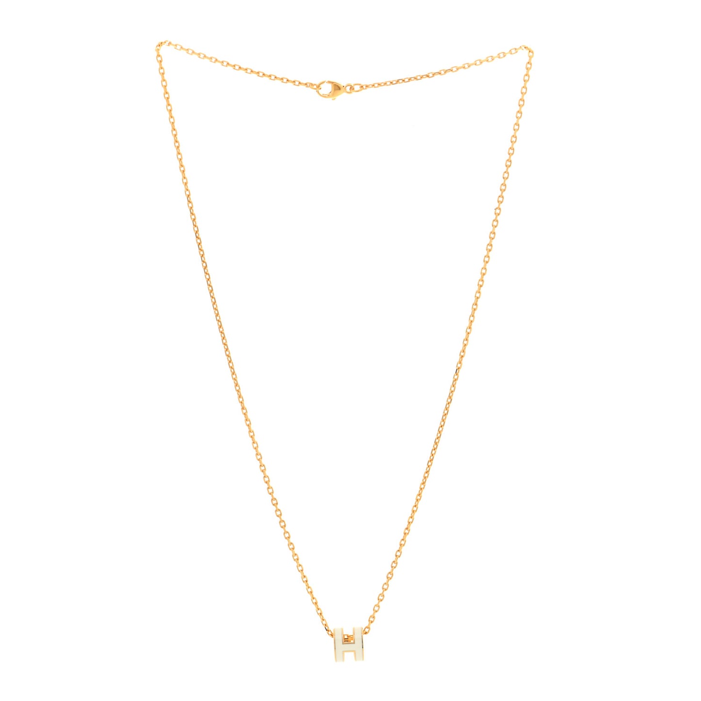 Lacquered Rose Gold Mini Pop H Pendant Necklace White
