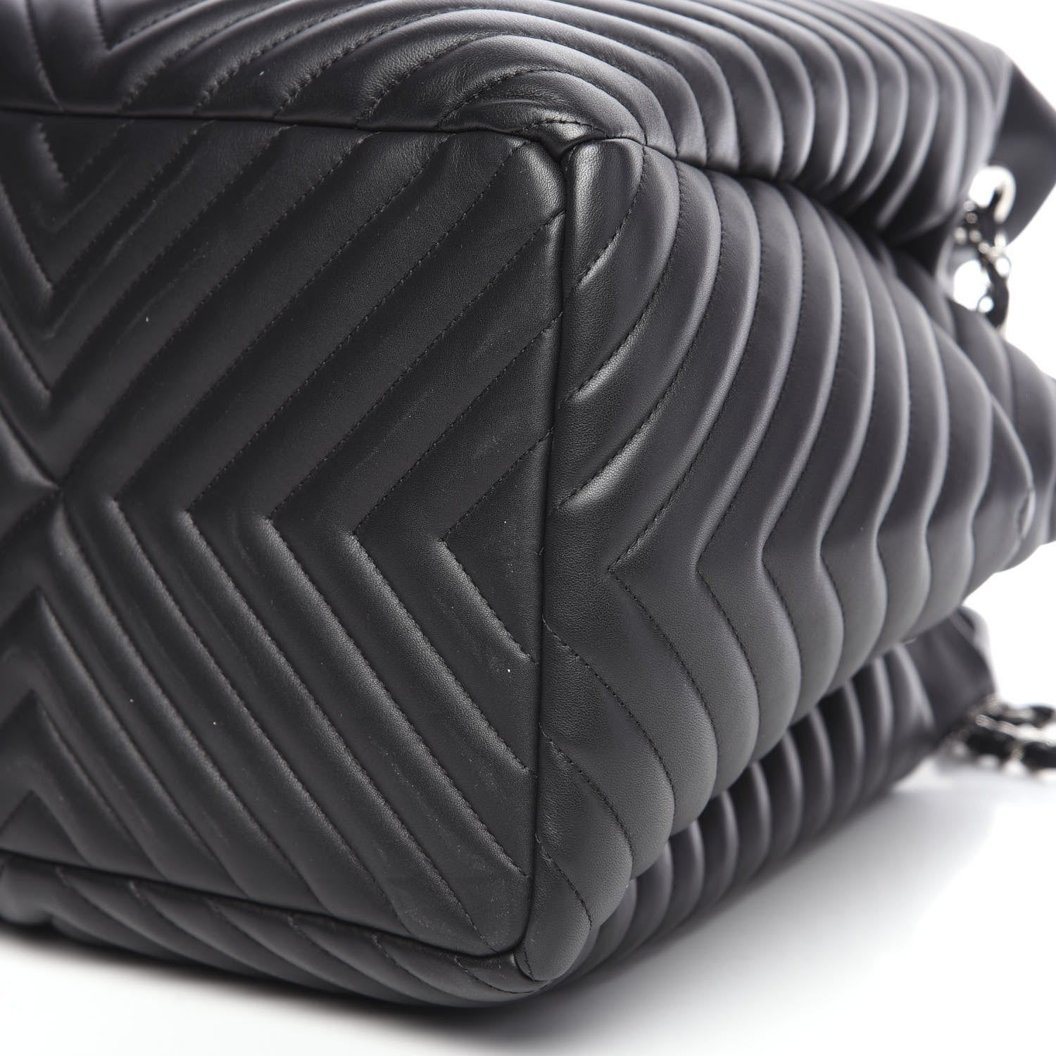 Chanel Lambskin Chevron Quilted Large Urban Spirit Drawstring Bag Black 6 of 8