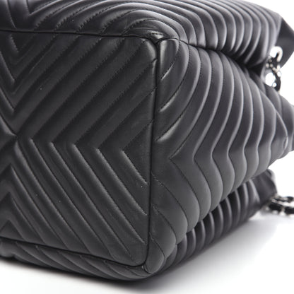 Chanel Lambskin Chevron Quilted Large Urban Spirit Drawstring Bag Black 6 of 8