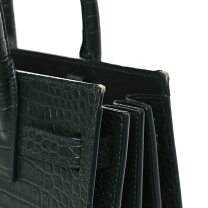 Saint Laurent Calfskin Crocodile Embossed Nano Sac De Jour Dark Green 10 of 12