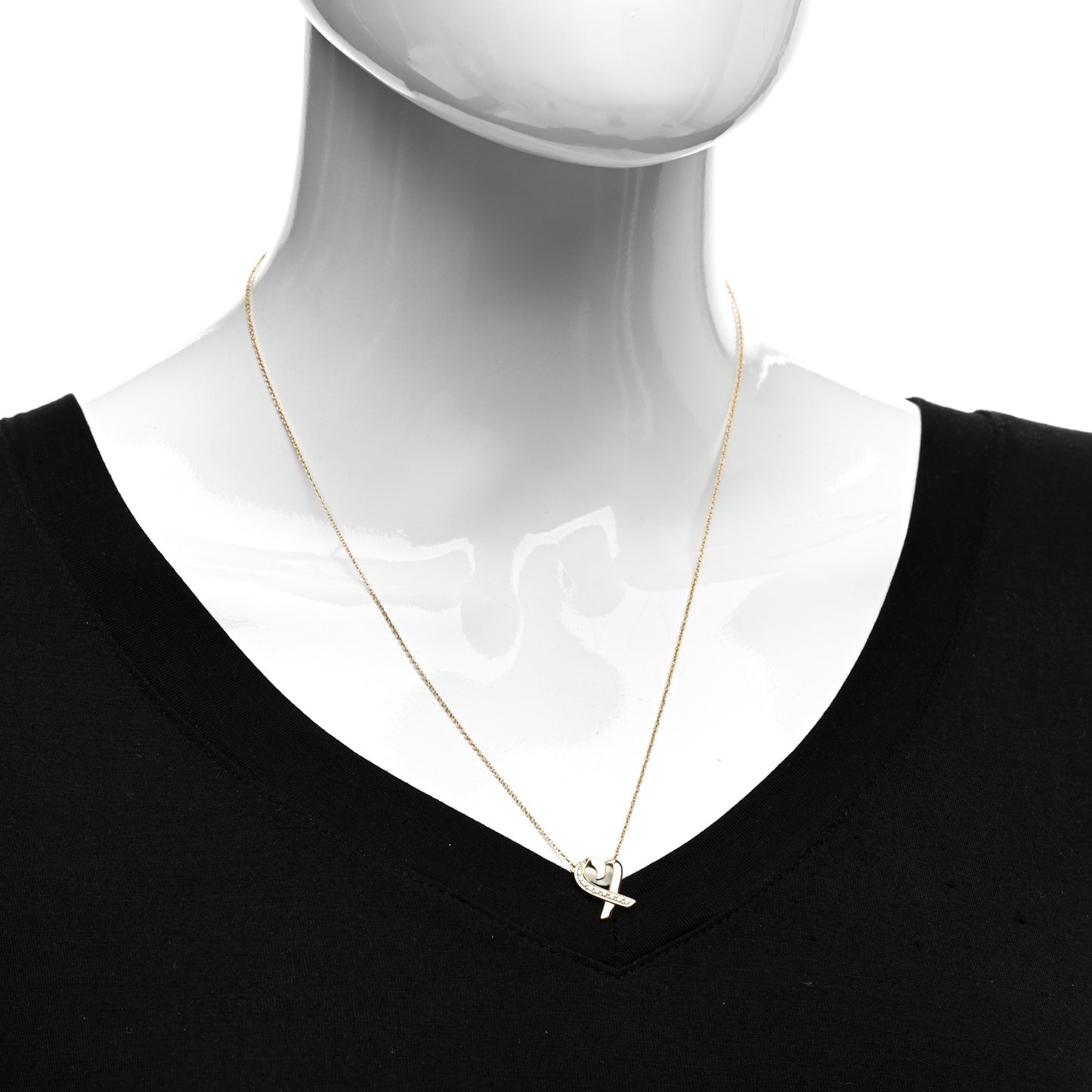 18K Yellow Gold Diamond Small Paloma Picasso Loving Heart Pendant Necklace