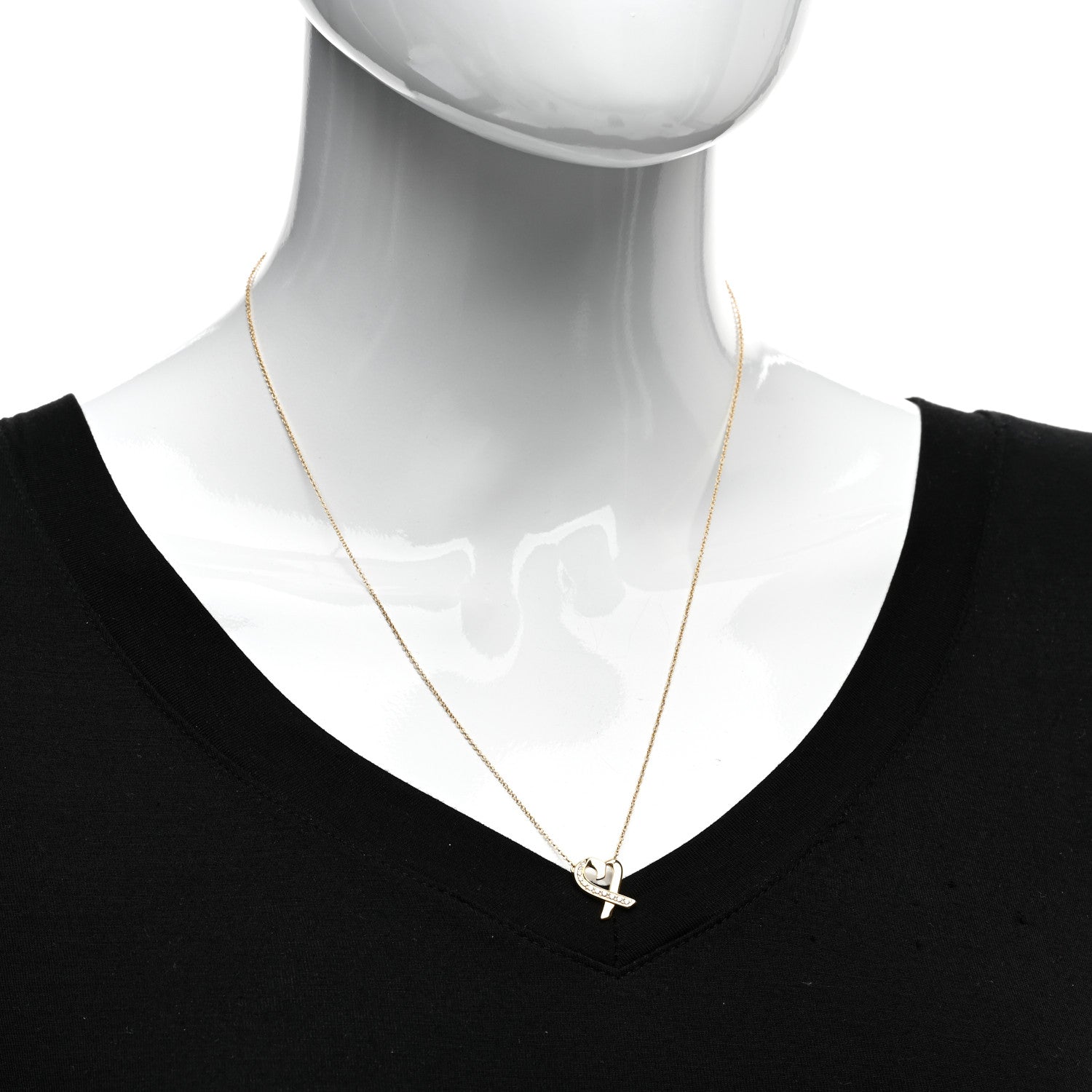 Tiffany 18K Yellow Gold Diamond Small Paloma Picasso Loving Heart Pendant Necklace 2 of 4
