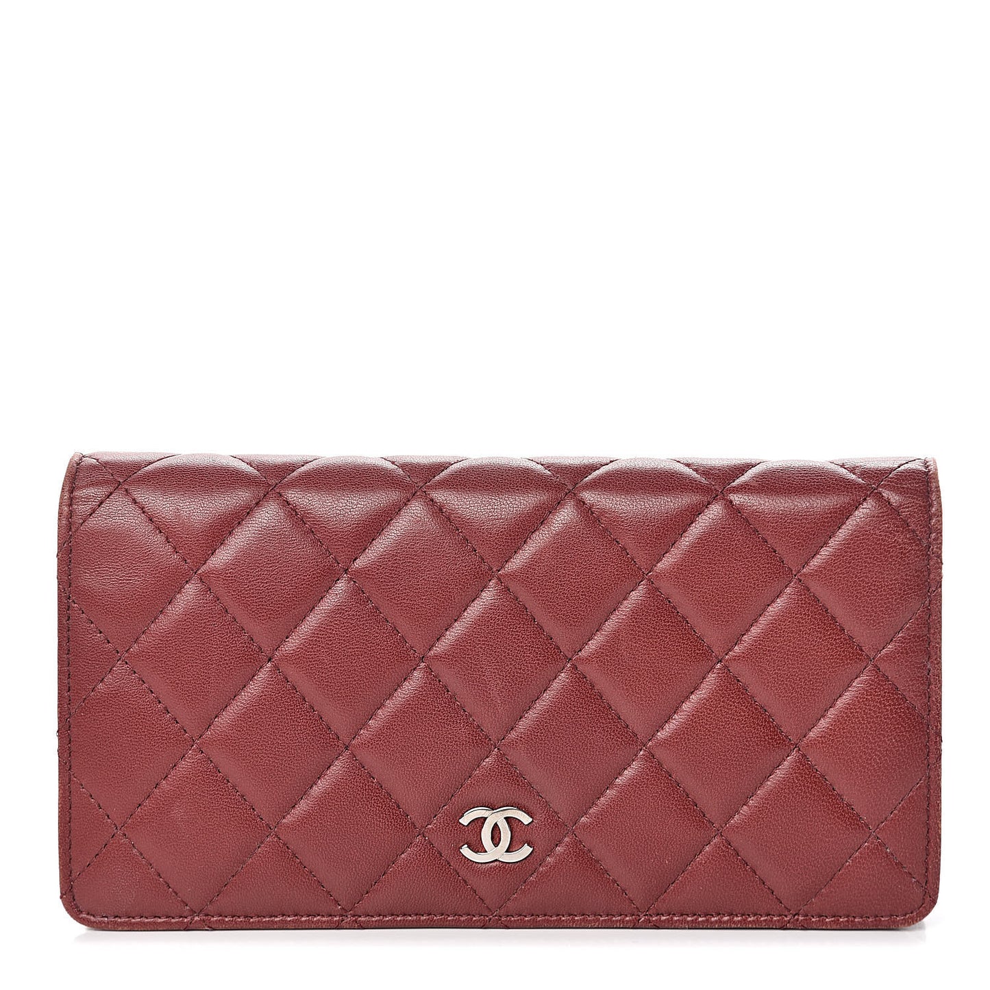 Lambskin Quilted Yen Wallet Red