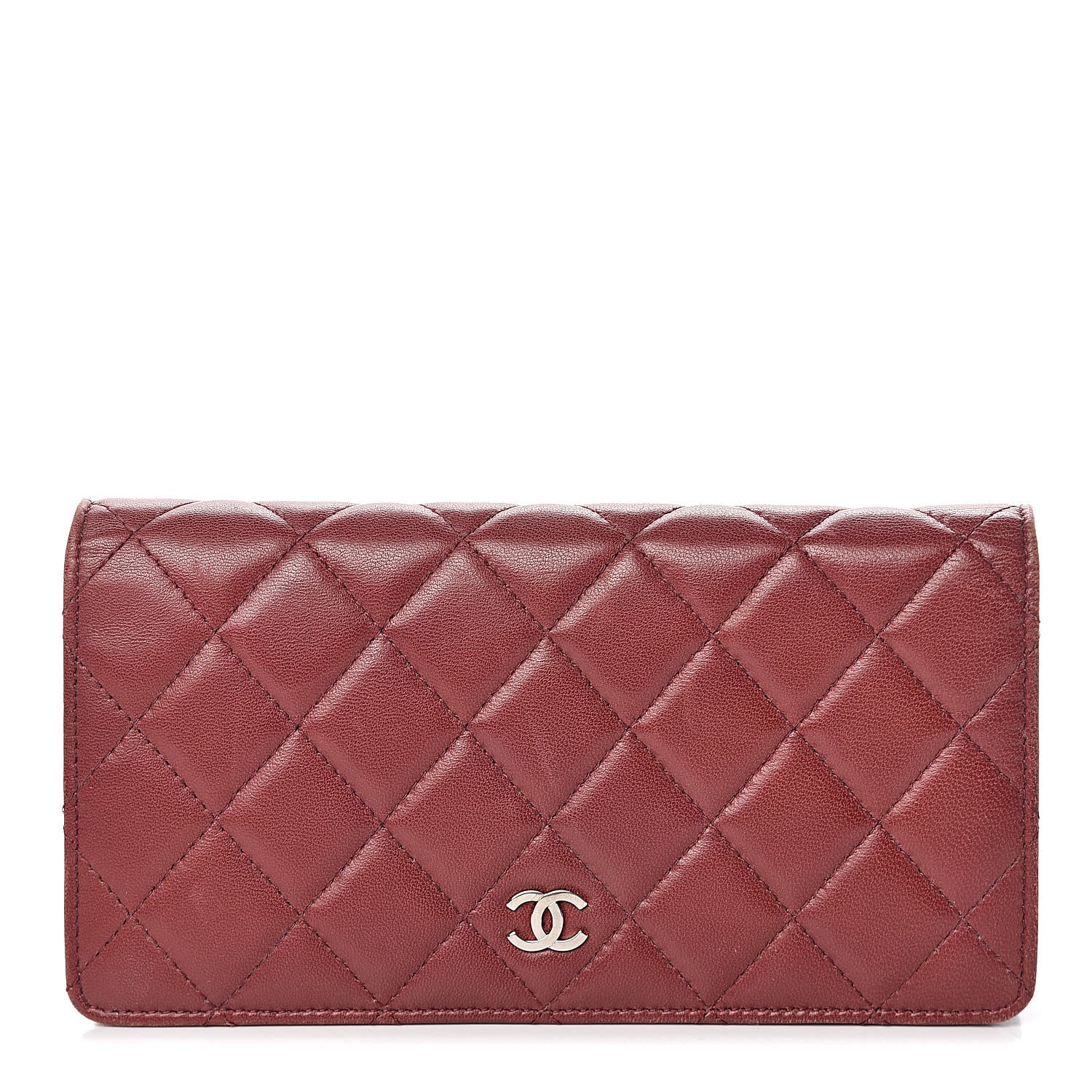 Chanel Lambskin Quilted Yen Wallet Red 1 of 11