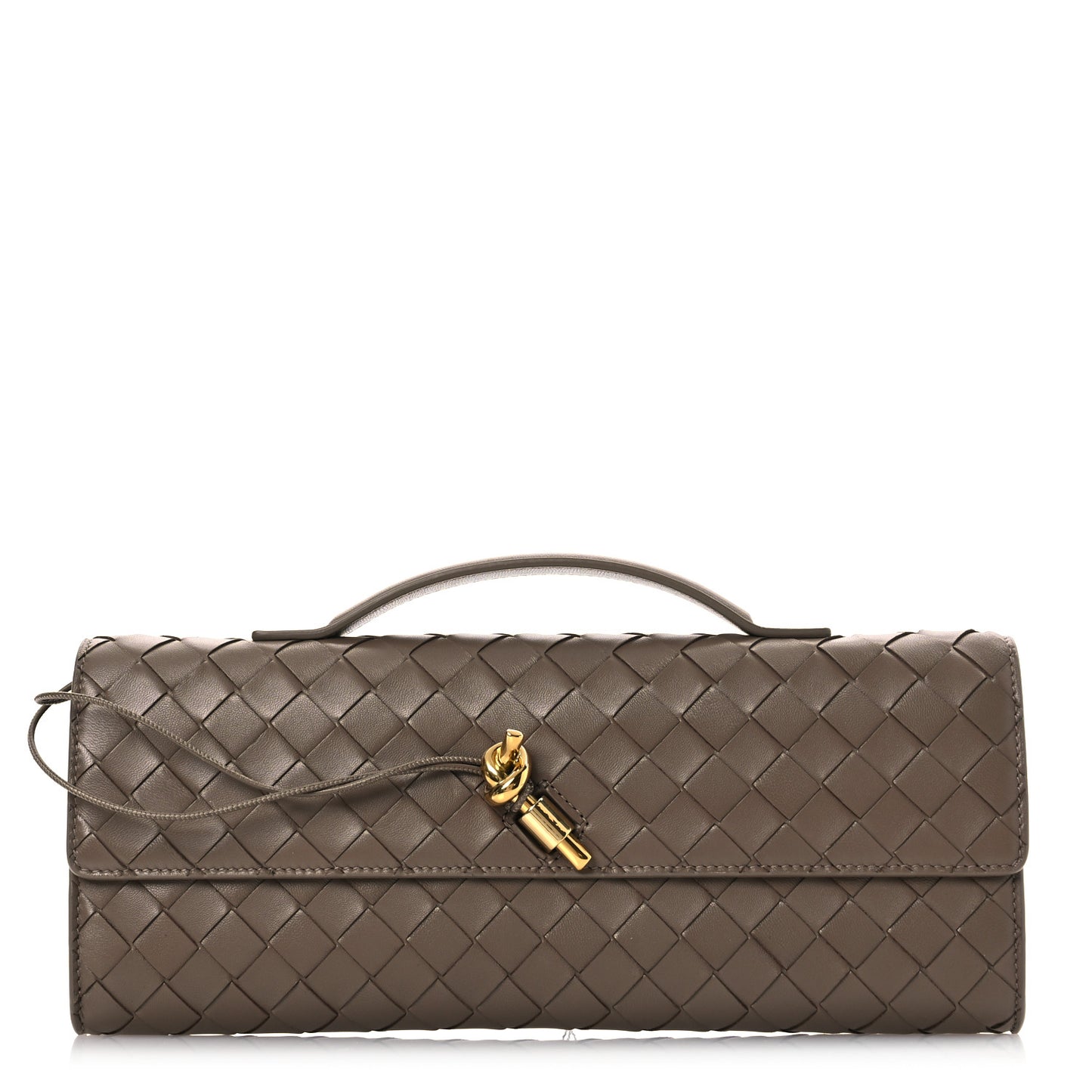 Nappa Intrecciato Long Andiamo Top Handle Clutch Pinecone