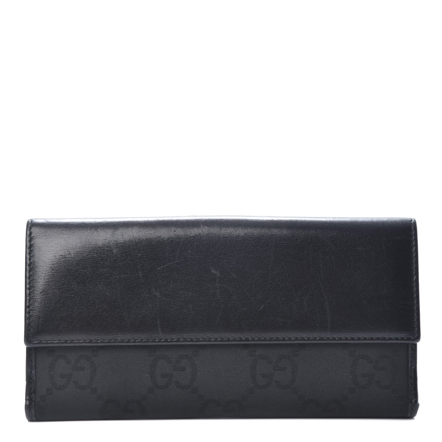 Gucci Calfskin Monogram Continental Flap Wallet Black 1 of 12