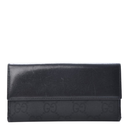 Gucci Calfskin Monogram Continental Flap Wallet Black 1 of 12