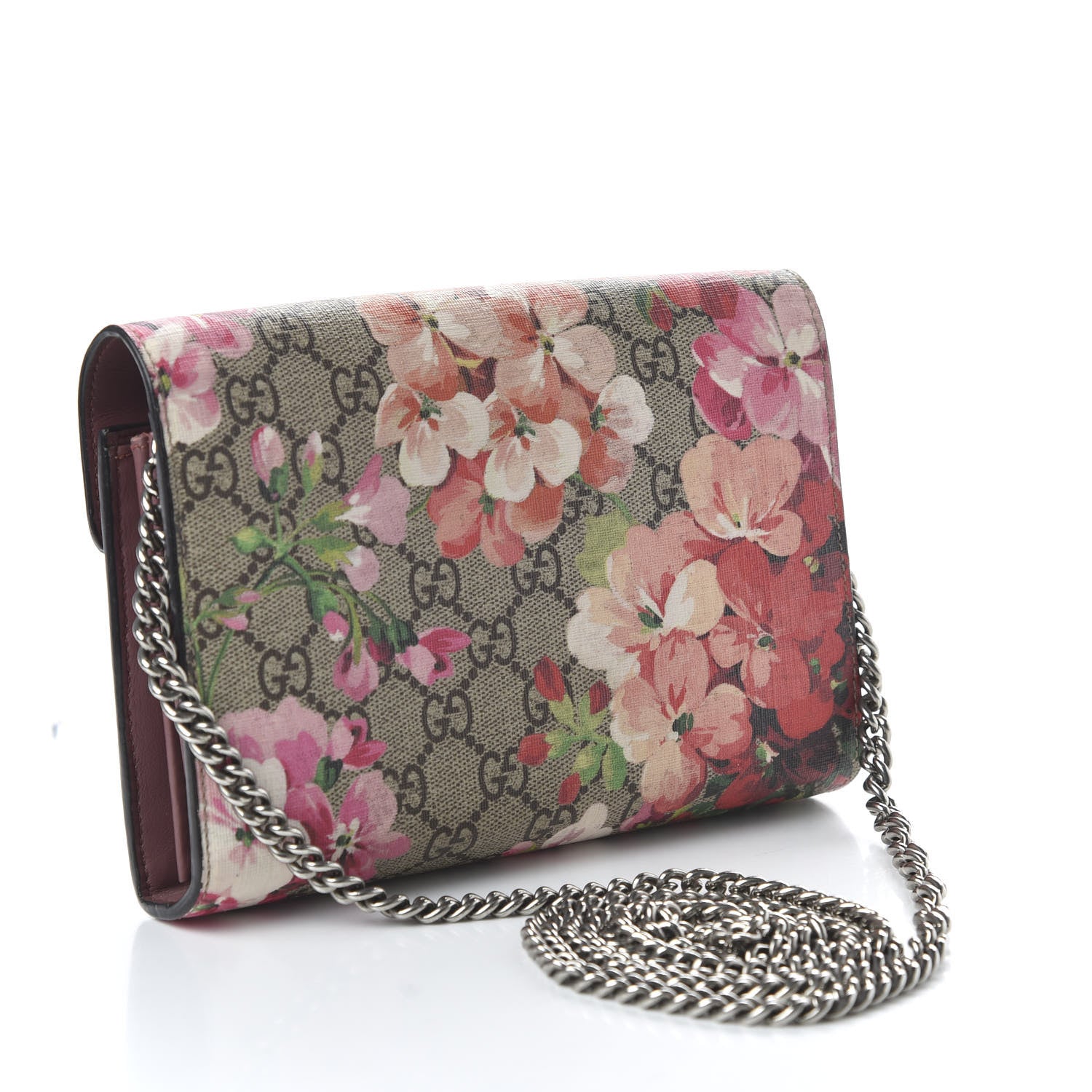 Gucci GG Supreme Monogram Blooms Mini Dionysus Chain Wallet Beige Multicolor Dry Rose 3 of 10