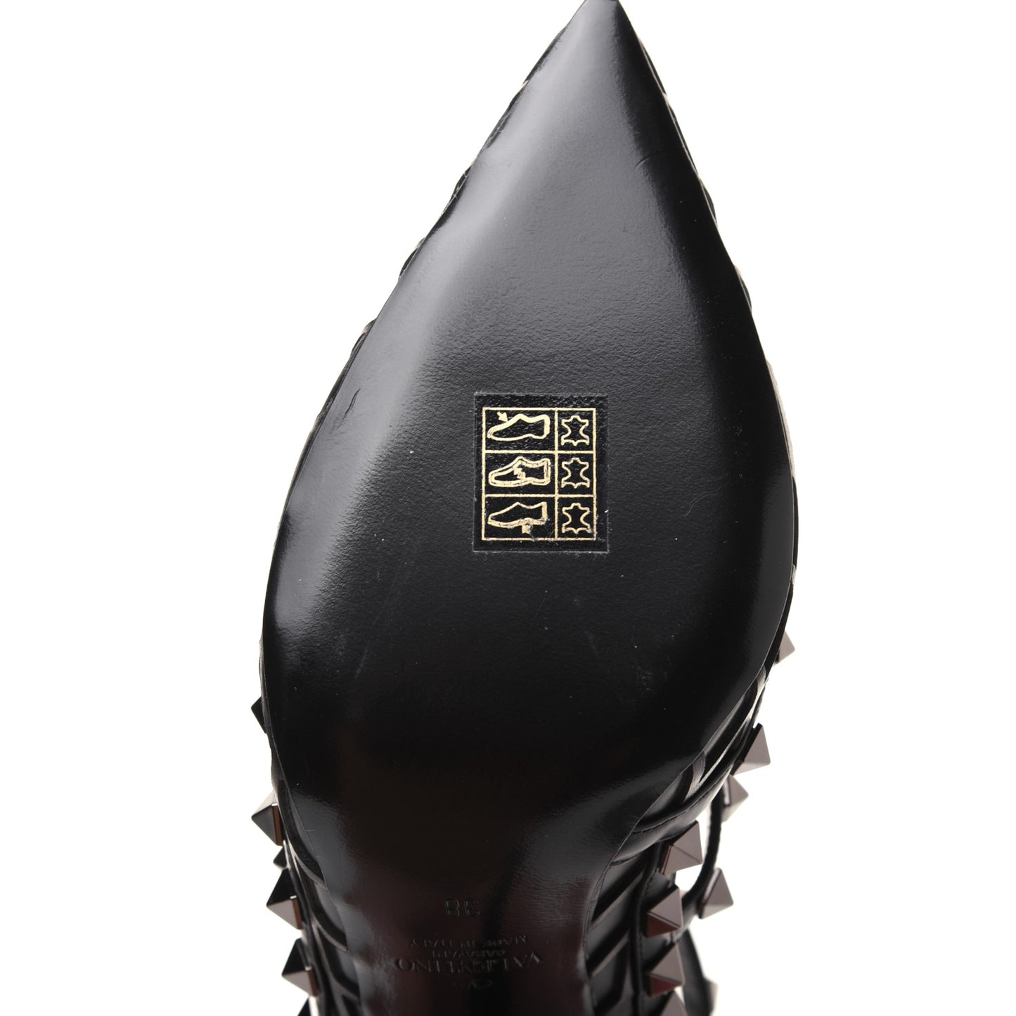 Calfskin Nappa Boudoir Rockstud Ankle Strap 100mm Pumps 38 Black