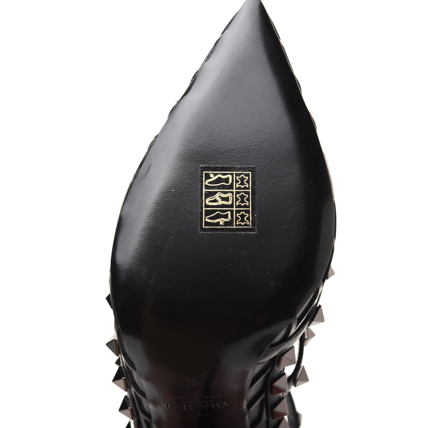 Valentino Garavani Calfskin Nappa Boudoir Rockstud Ankle Strap 100mm Pumps 38 Black 10 of 12