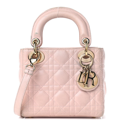 Christian Dior Lambskin Cannage Mini Lady Dior Rose Poudre 1 of 14