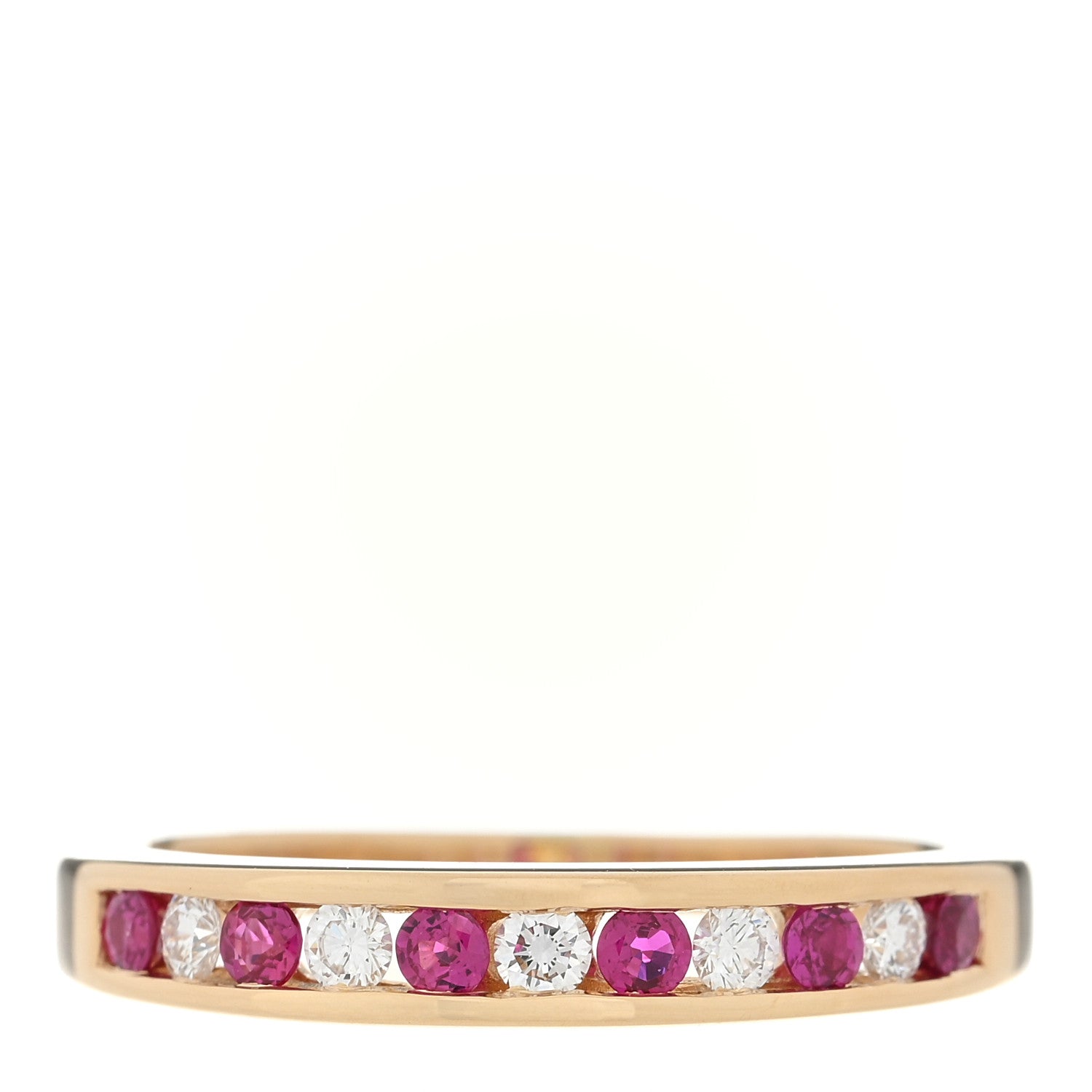 Tiffany 18K Yellow Gold Diamond Ruby Band Ring 53 6.5 1 of 4