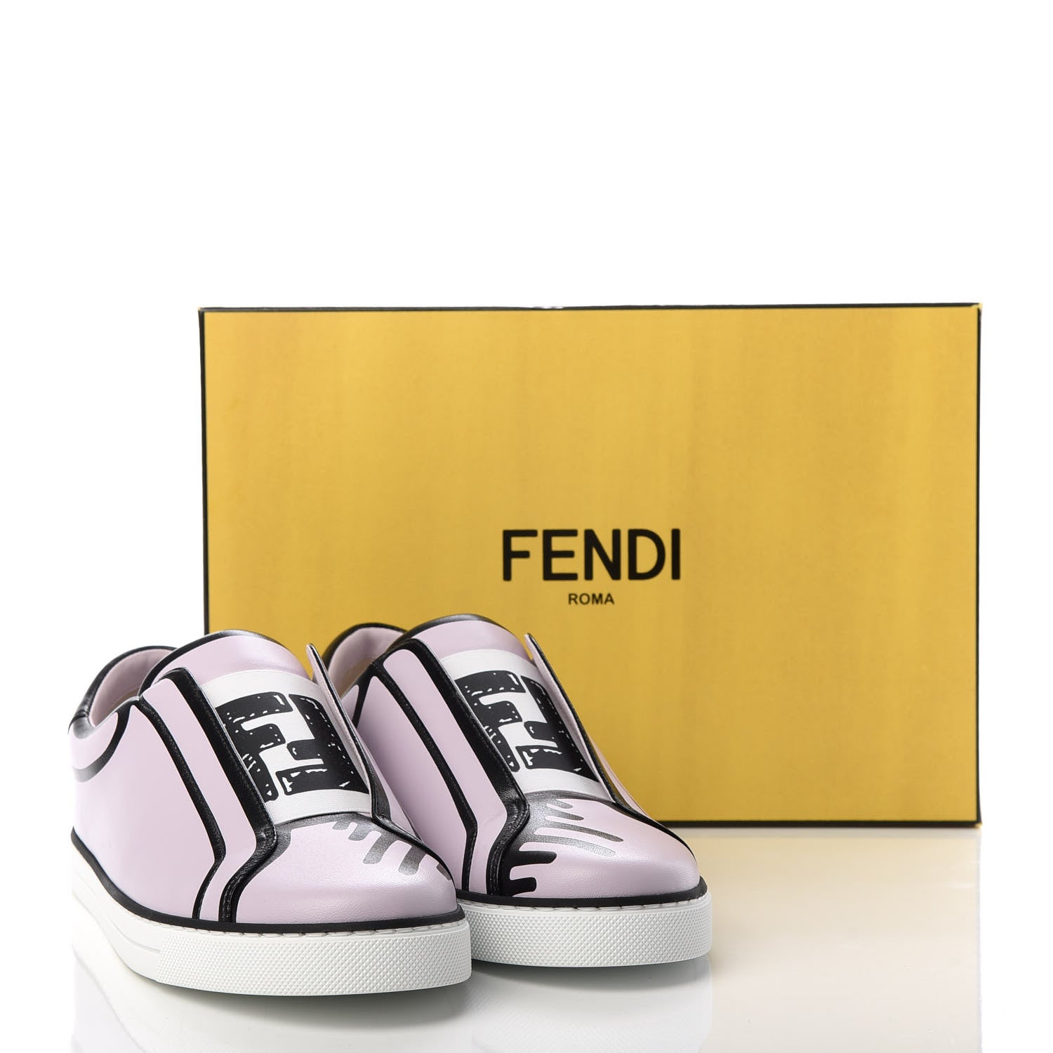 Fendi X JOSHUA VIDES Nappa Rockoclick Slip On Sneakers 38 Pink Xiloph White Black 11 of 11
