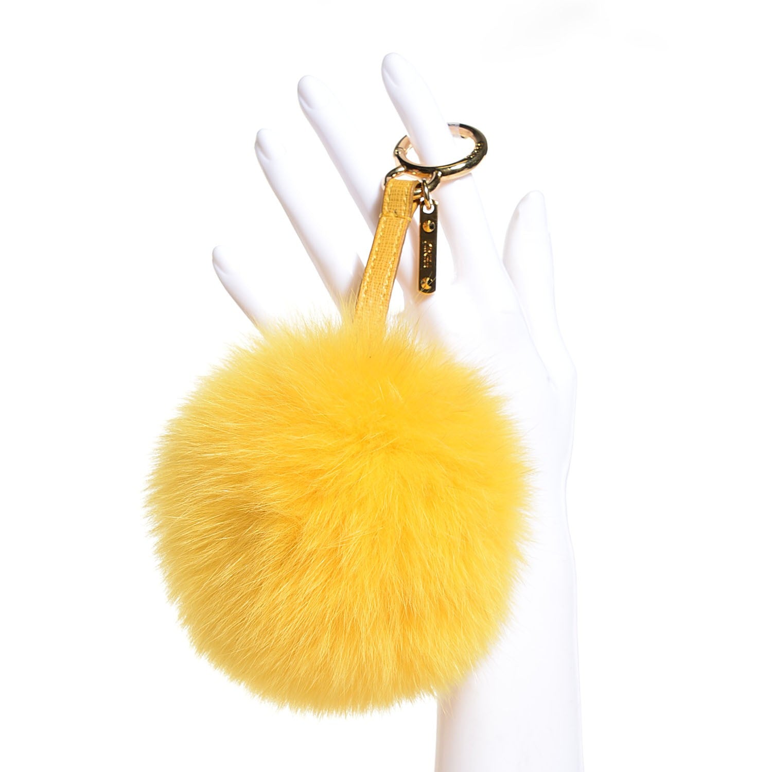 Fendi Fox Fur Pom Pom Bag Charm Yellow 2 of 6