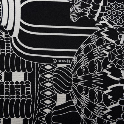 Hermes Silk La Patisserie Francaise Scarf 90 Black Creme 4 of 5