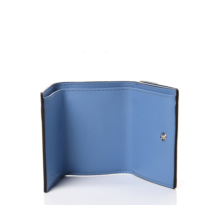 Fendi Vitello Liberty F is Fendi Bi-Color FF 1974 Embossed Micro Tri-Fold Envelope Wallet Maya Black Nebula 4 of 7