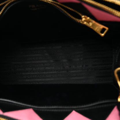 Prada Saffiano Greche Greca Paradigme Bag Black Pink 5 of 9