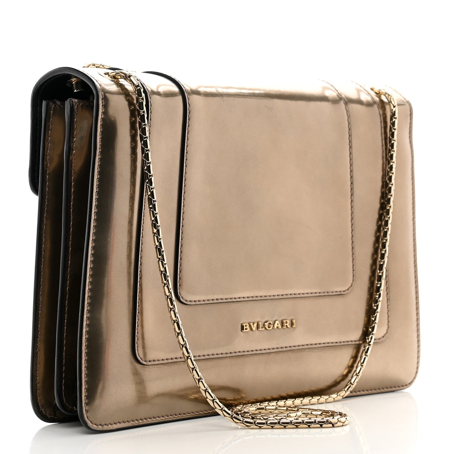 Bulgari Metallic Calfskin Serpenti Forever Crossbody Bag Gold 3 of 11