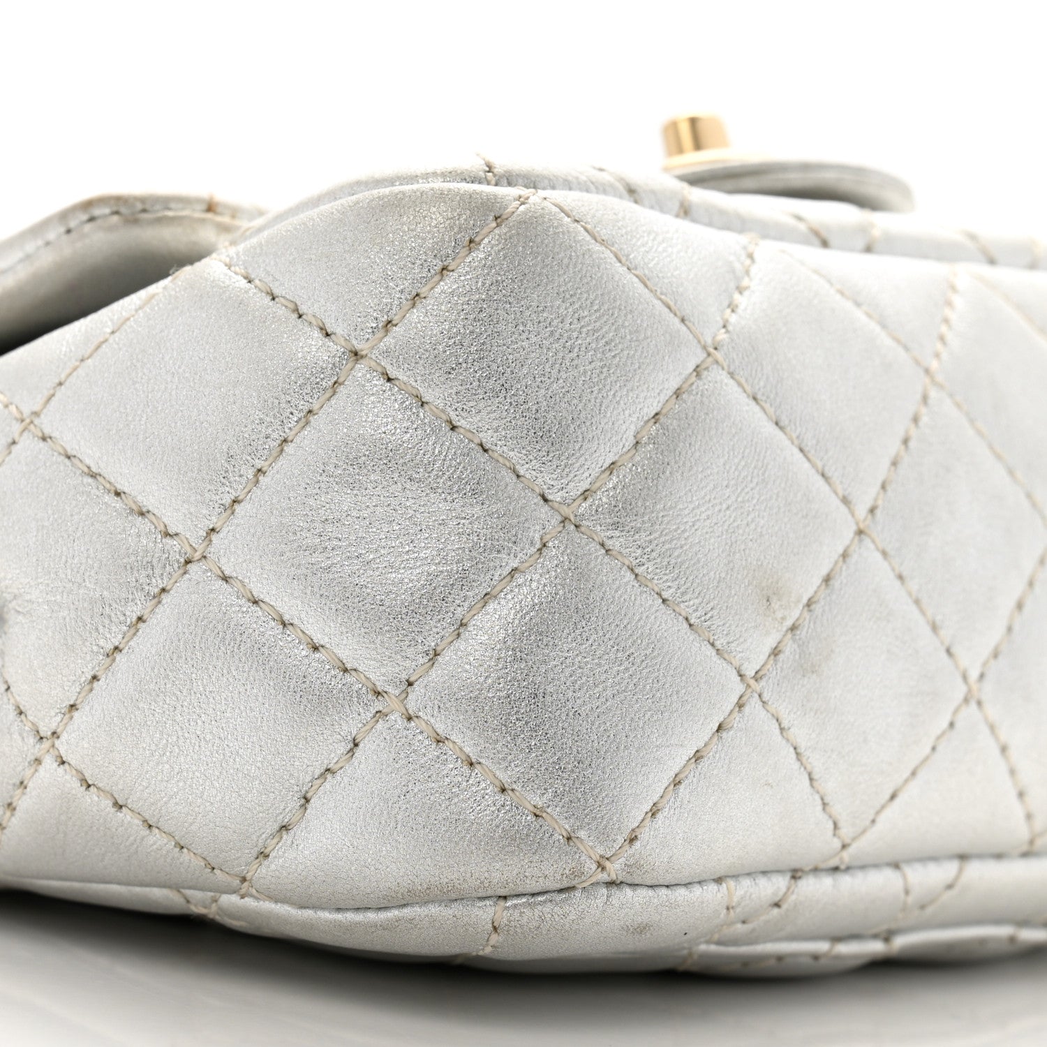 Chanel Metallic Lambskin Quilted Mini Square Flap Silver 9 of 13
