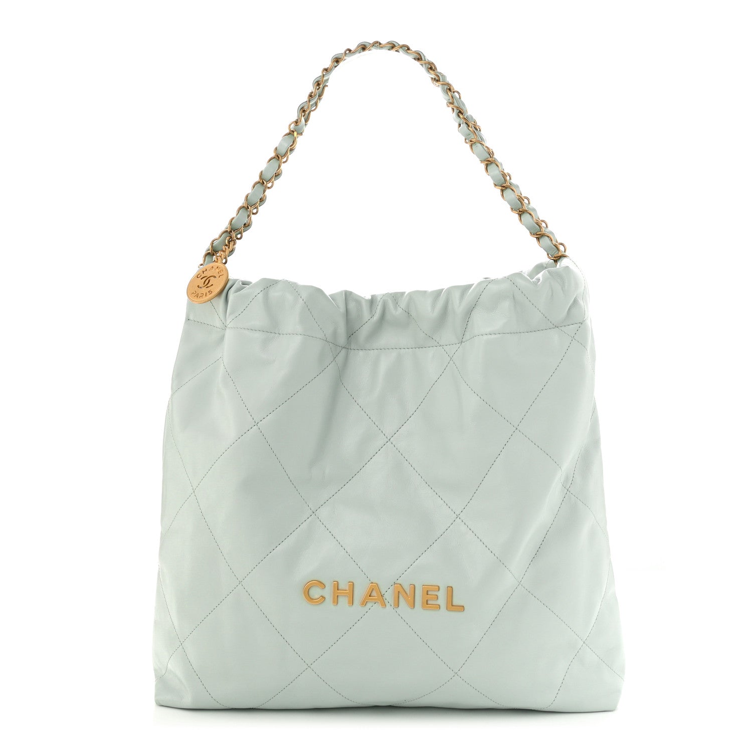 Chanel Shiny Calfskin Quilted Chanel 22 Light Blue 2 of 12