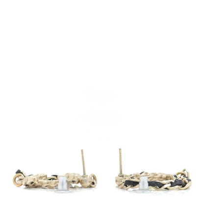 Chanel Lambskin Enamel Metal Chain French New Wave CC Drop Earrings Black Gold 4 of 5