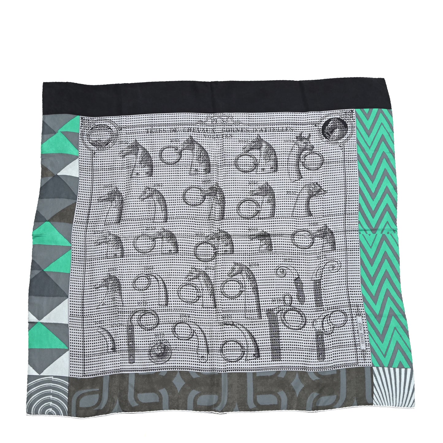 Silk Manufacture de Boucleries Scarf 90 Gris Noir Menthol