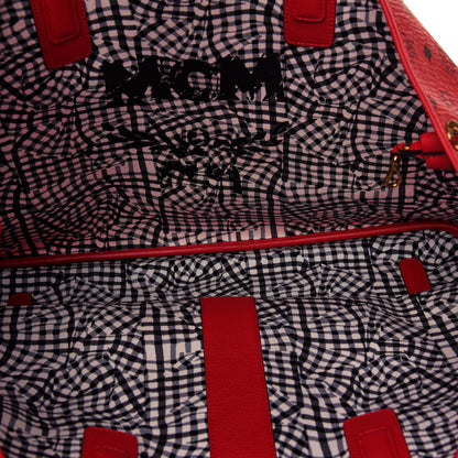 MCM Visetos Large Liz Reversible Shopper Tote Ruby Red 5 of 13
