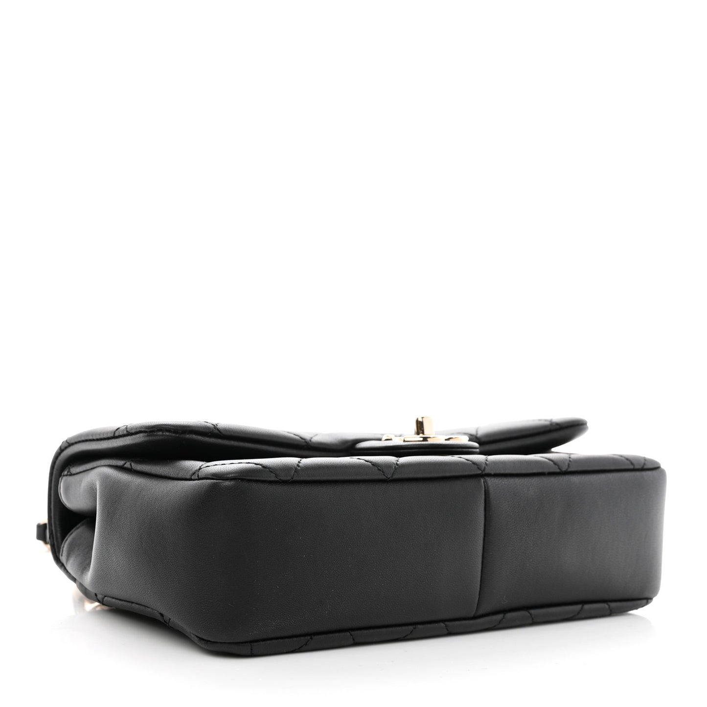 Lambskin Quilted Resin Bi-Color Chain Flap Bag Black