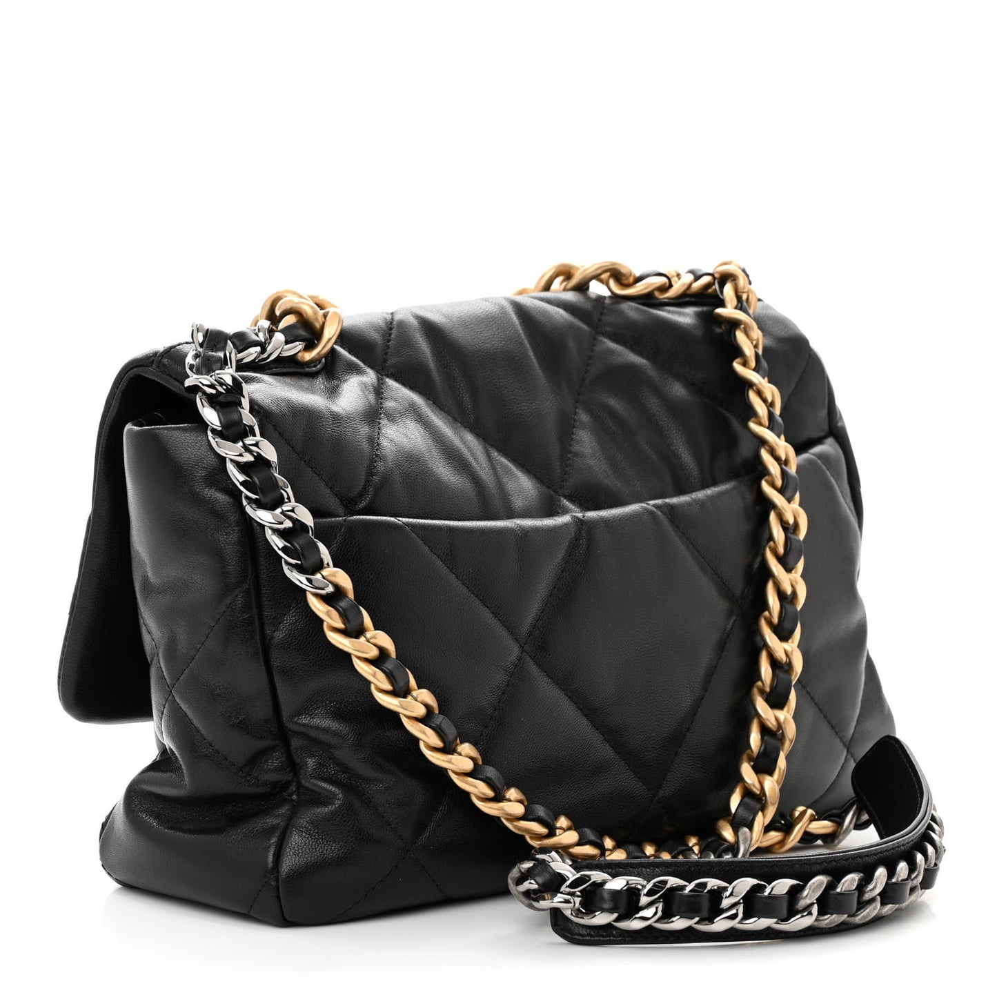 Goatskin Quilted Large Chanel 19 Flap Black