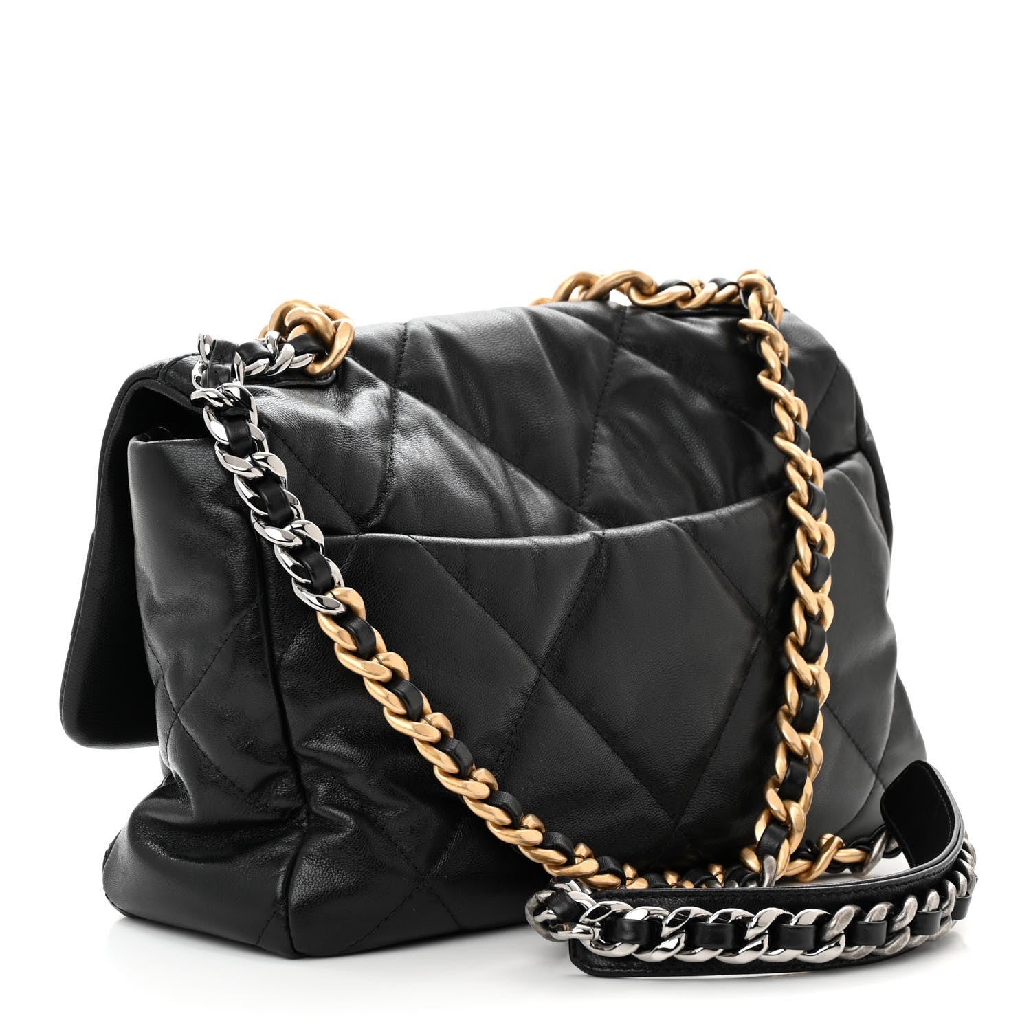 Chanel Goatskin Quilted Large Chanel 19 Flap Black 3 of 10