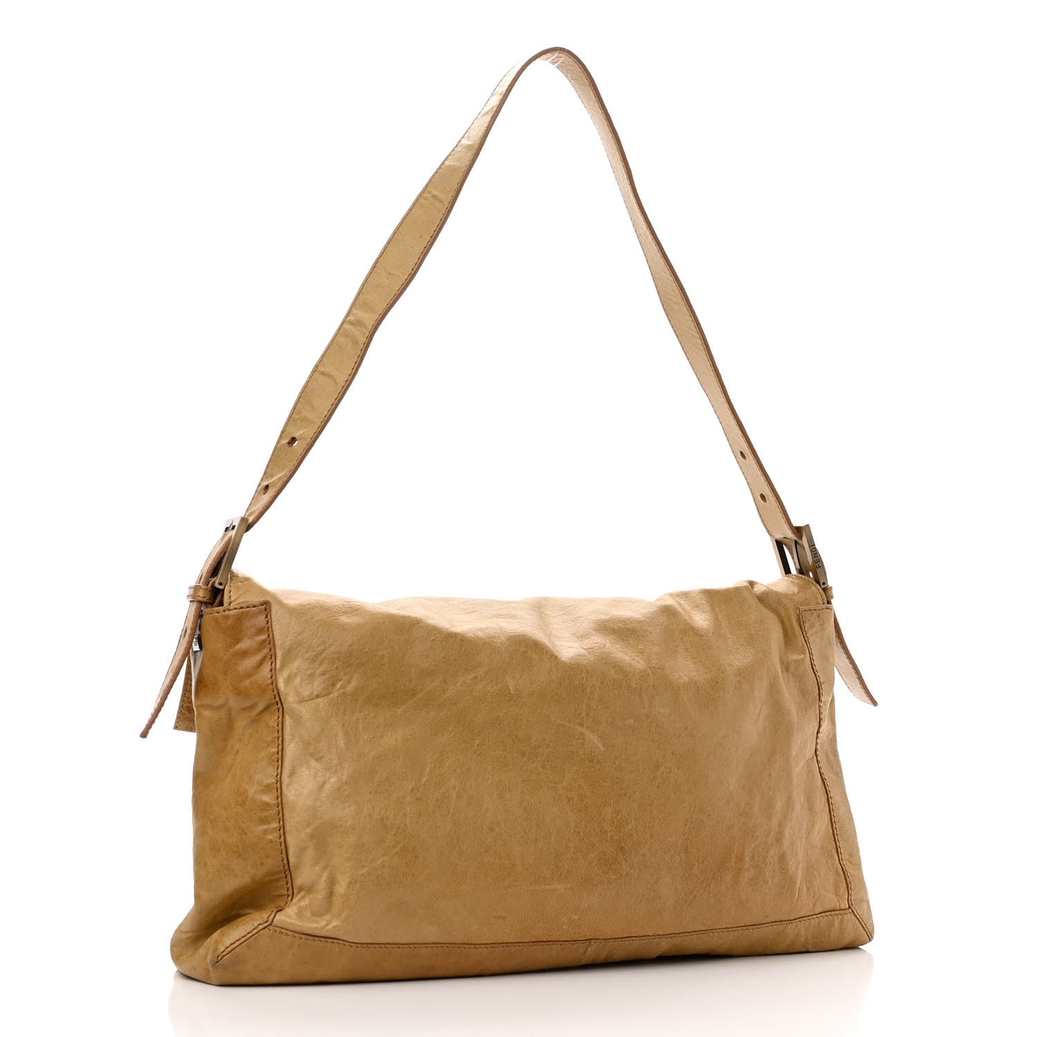 Fendi Goatskin Whipstitch Large Convertible Baguette Senape 3 of 12