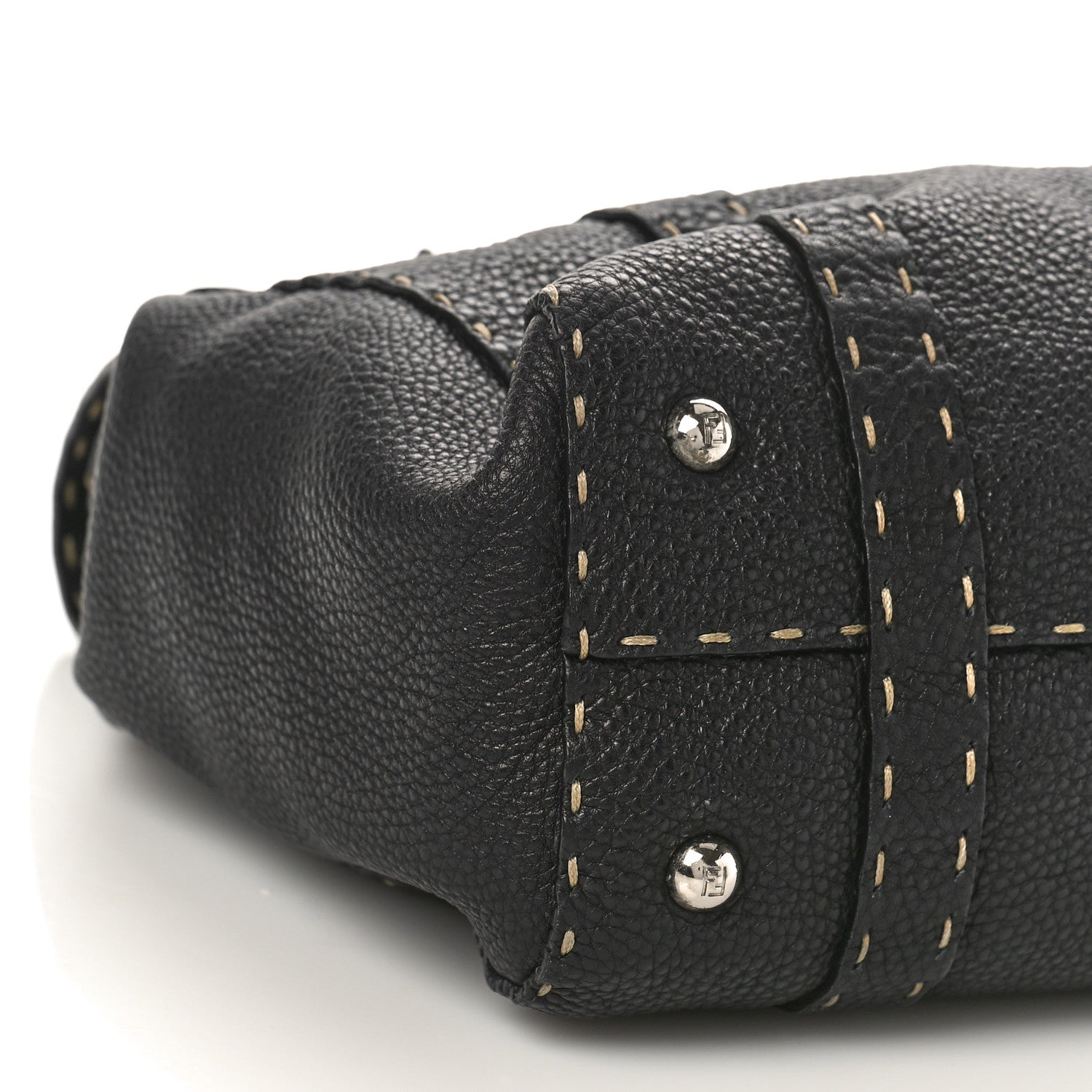 Fendi Cuoio Romano Selleria Medium Linda Satchel Black 7 of 8