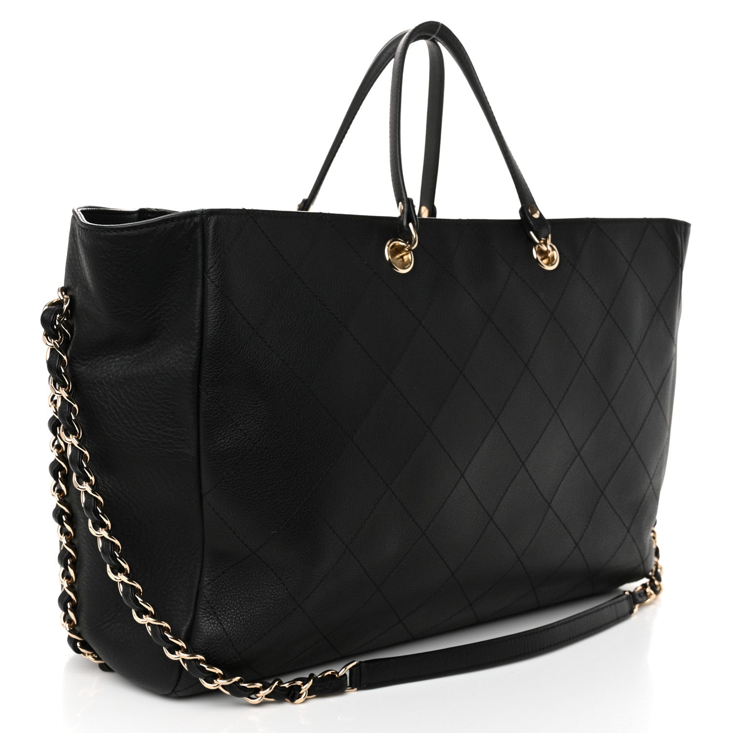 Chanel Bullskin Stitched Large Shopping Bag Black 3 of 10