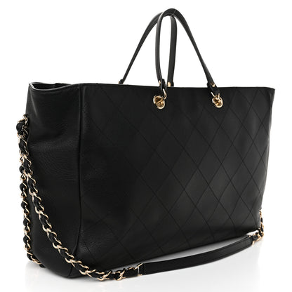 Chanel Bullskin Stitched Large Shopping Bag Black 3 of 10