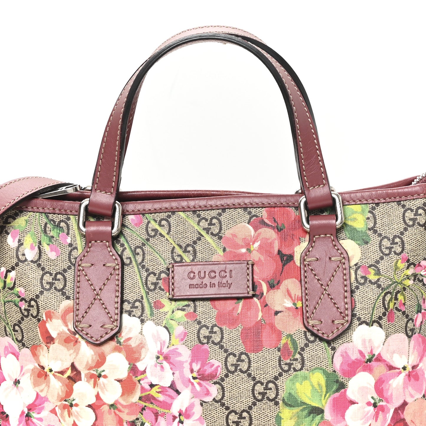 GG Supreme Monogram Blooms Small Zippered Tote Beige Multicolor Dry Rose
