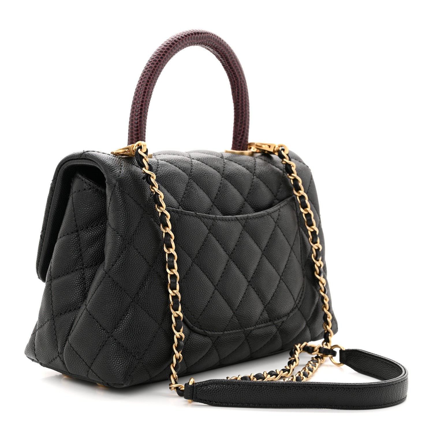 Chanel Caviar Lizard Quilted Mini Coco Handle Flap Black 3 of 10