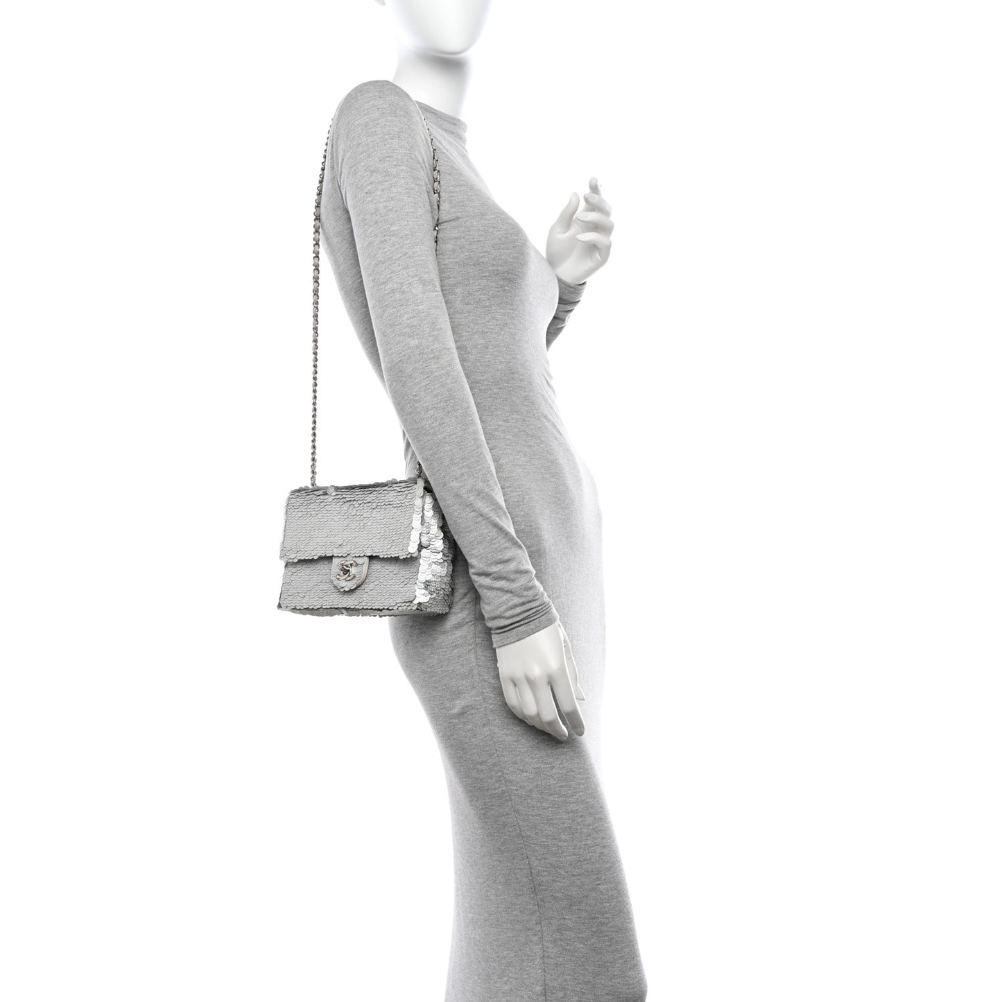 Sequin Paillette Small Flap Grey