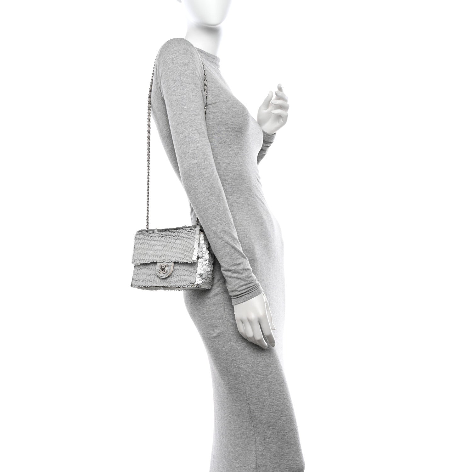 Chanel Sequin Paillette Small Flap Grey 2 of 11