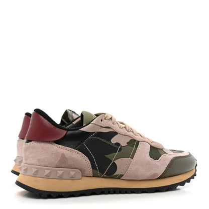 Valentino Garavani Nappa Suede Camouflage Womens Rockrunner Sneakers 37 Army Green Beige 5 of 13
