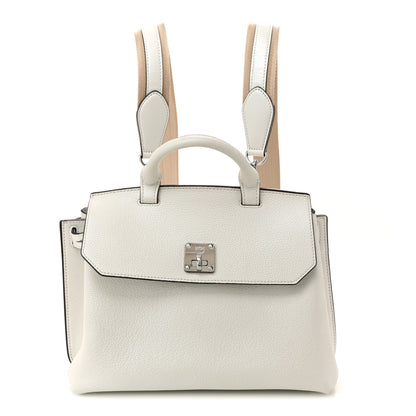 MCM Grained Calfskin Medium Milla Convertible Backpack White Flake 1 of 13