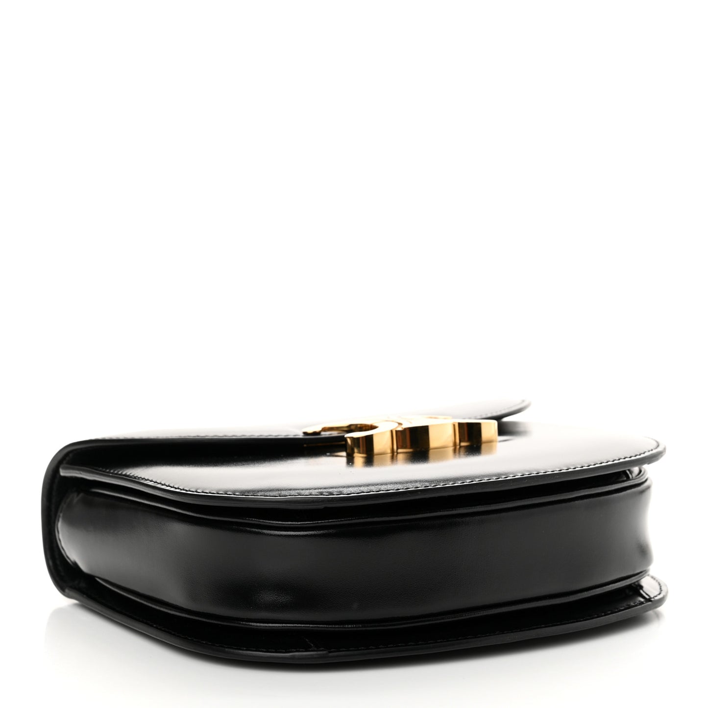 Shiny Calfskin Besace Clea Chain Triomphe Black