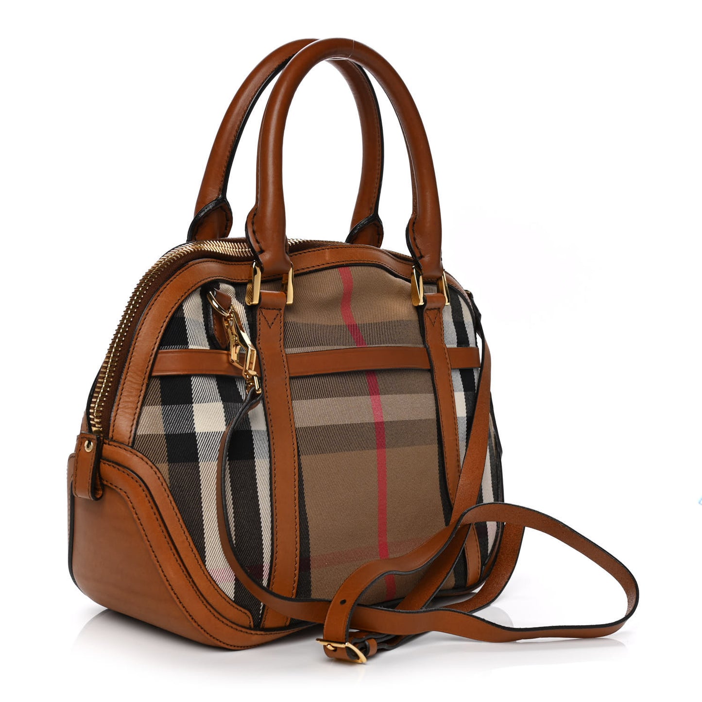 Bridle Calfskin House Check Small Orchard Bowling Bag Deep Claret
